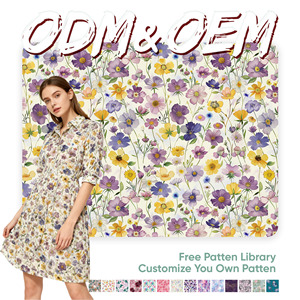 卸売ポプリン綿織物生地 花柄プリント 80*80 コットンポプリン生地 シャツドレス用 - Product Image 1