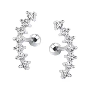 Gaby 316L Surgical steel Curve Seven Stud CZ Stud Earrings Ear Helix Conch Cartilage Piercing