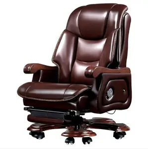 Kursi Kantor Eksekutif ergonomis punggung tinggi dengan sandaran kaki kursi bos 2023 Top desain Modern nyaman kulit asli 2 tahun