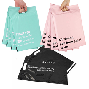 Sustainable Biodegradable compostable plastic express courier postage custom logo poly mailers mailing bags with die cut handle