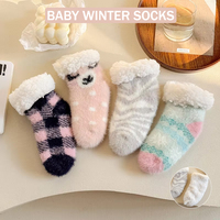 Chaussettes pour nouveau-nés de 1 à 5 ans, chaussettes moelleuses, motif mignon et design à carreaux, chaussettes chaudes et douces pour l'automne et l'hiver