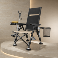 Chaise de pêche robuste en acier au carbone avec plateau magnétique pour appâts, supports modulaires pour cannes, siège pliable pour la pêche à la carpe