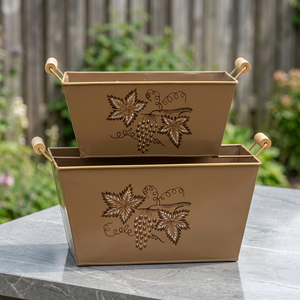 Ensemble de 2 jardinières en fer galvanisé émaillé - Product Image 4