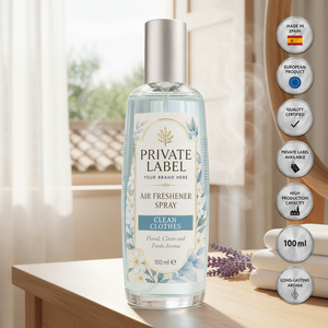 Spray Deodorante per Vestiti con Etichetta Privata 100ml OEM |   Spray Profumato per la Casa Fresco Lino |   Spagna UE - Product Image 3