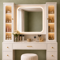 Table de maquillage moderne personnalisée avec miroir, tiroirs de rangement, meuble de chambre en bois, bureau pour hôtel et salon