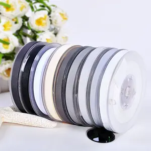 6 mm Großhandel Fabrik weiße solide Farbe schwarz silbernes Großkornband gestreiftes Hochzeitsdekor Geschenkverpackung DIY-Verpackungsband