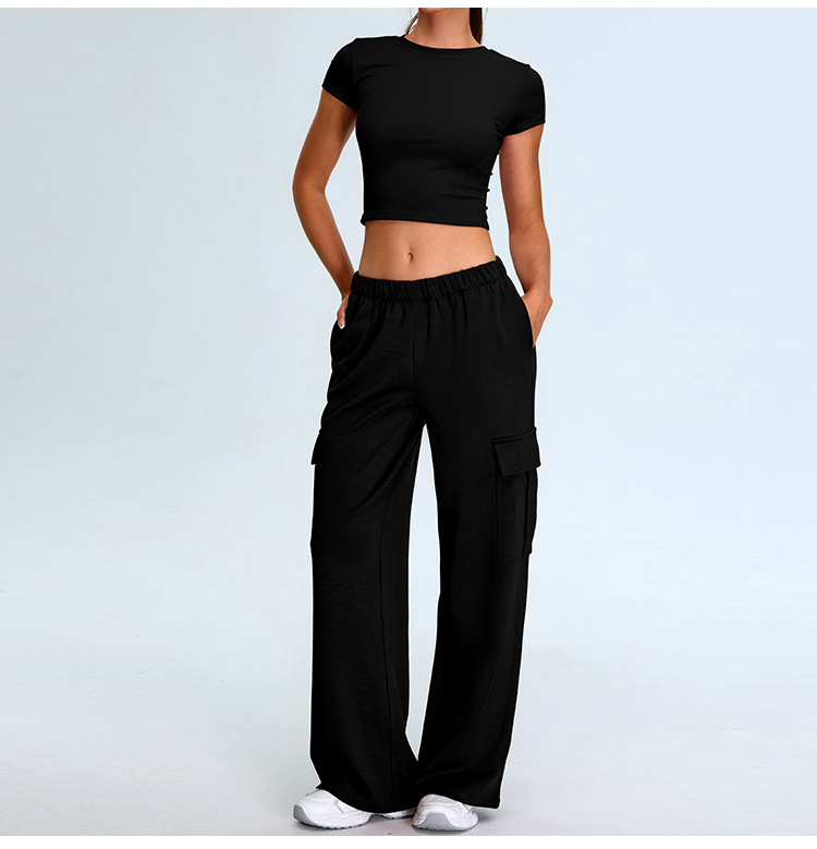 HEALY 2025-2026 Yoga Sets Round Neck Sports Tracksuit Women's Tank Tops Workout Shirts And Pants Stylish Yoga Tee