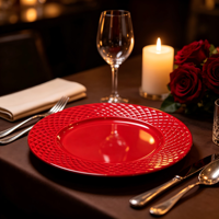 Assiette de Présentation Wojia 13 pouces Rouge Écologique Effet Diamant Électroplaqué Style Américain Moderne Luxe en Plastique pour Fêtes