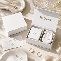 Caja de Regalo Magnética Blanca de Lujo para Joyería, Caja Rígida para Empaque de Joyas con Bolsa de Microfibra para Anillo, Collar y Pendientes