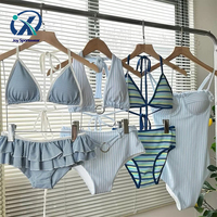 Pakaian Renang Bergaris Trendi 2026 dengan Logo Kustom, Set Bikini 2 Potong untuk Produsen Pakaian Mandi Wanita
