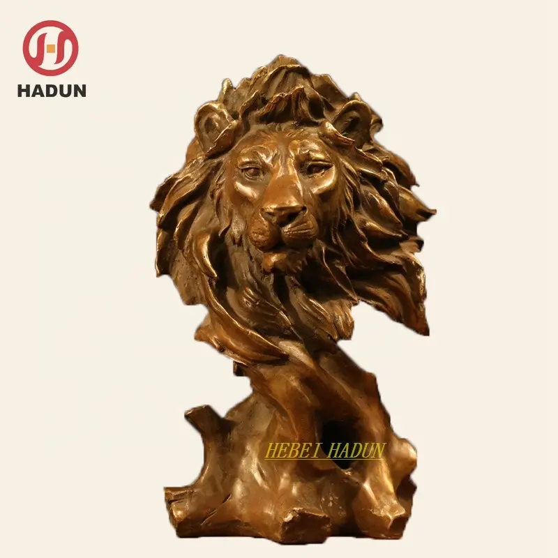 Дикая вращающаяся латунная голова льва для украшения дома