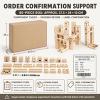 Ensemble de blocs de construction en bois pour circuit de billes, 60/80 pièces, en bois naturel, avec billes en verre, pour garçons de 8 à 13 ans