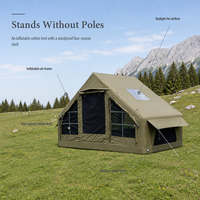 Tente gonflable en toile de coton quatre saisons, résistante au vent, pour le camping en plein air, imperméable, sans assemblage, taille dépliée 300x210x200cm