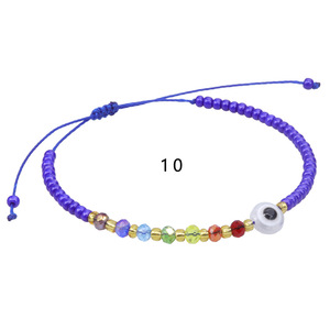Braccialetto da donna con perline di vetro colorate, occhio turco, regolabile, con perline rosse e blu, portafortuna, regalo per l'amicizia - Product Image 5
