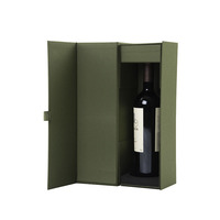 Boîte d'emballage cadeau de bouteille de vin unique de luxe à rabat magnétique pliable de haute qualité stratification mate en relief pour whisky Soda