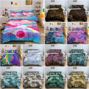 Set Sprei & Sarung Bantal Custom Cetak 3D Motif Marmer Lanskap, Diskon Besar - Product Image 1