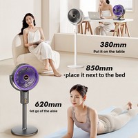 Ventilateur de sol intelligent à télécommande, oscillation automatique, moteur sans balais 5 vitesses, chargement USB, grande puissance de ventilation, usage domestique