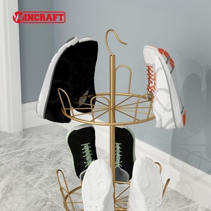 Zapatero <span class=keywords><strong>de</strong></span> Acero <span class=keywords><strong>de</strong></span> <span class=keywords><strong>Doble</strong></span> Capa para Baño, Sala <span class=keywords><strong>de</strong></span> Estar y Dormitorio - Diseño Redondo Moderno que Ahorra Espacio - Product Image 2