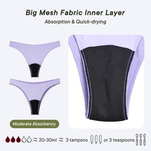 LYNMISS Maillot de bain menstruel d'été violet 4 couches en nylon pour femme, bikini de plage 2 pièces à dos nu, anti-fuite, biodégradable, motif géométrique - Product Image 4