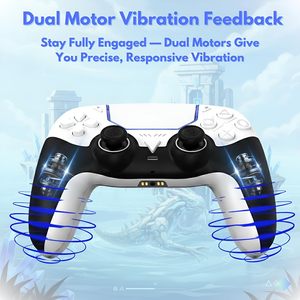 คอนโทรลเลอร์ไร้สาย OEM 6 แกน พร้อมเซ็นเซอร์ไจโร สำหรับ P5/P5 Slim/PS5 Pro จอยเกมส์สั่นคู่ พร้อมทัชแพด ชาร์จได้ - Product Image 4