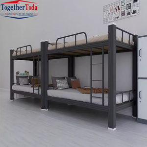 Litera de cubierta doble barata de metal resistente al por mayor para adultos, litera de acero escolar, camas de dormitorio - Product Image 3