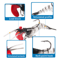 Vente en gros d'appâts souples artificiels lumineux pour crevettes avec hameçons avec pendentif en plomb leurre souple pour crevettes en caoutchouc pour la pêche