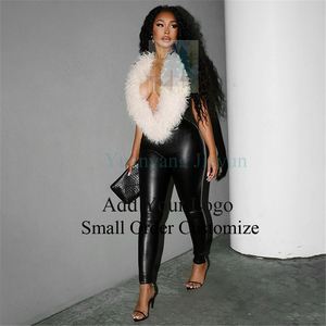 Jeans Ajustados de <span class=keywords><strong>Moda</strong></span> con Cierre de Doble Botón Negro Personalizados para <span class=keywords><strong>Mujer</strong></span> - Product Image 4