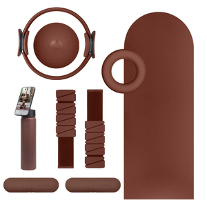 Pilates Home Kit Gym Latex <b>Stretch</b> Resistance Band Yoga Ball Magic Circle Pilates <b>Ring</b> Pilate Essential Kit Chocolate Brown - Product Image 1