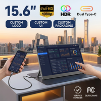 Nouvel écran portable IPS pas cher 15,6 pouces 1080P HDR Écran tactile 10 points Double écran Haut-parleur intégré Anti-lumière bleue 100% SRGB