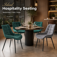 Moderner Luxus-Esszimmerstuhl aus Samt, Gesteppt und Abgesteppt, Tiefblaugrün, Designer-Komfortstuhl für Gewerbe, Hotel und Restaurant