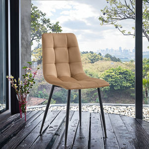 เก้าอี้ทานอาหารผ้ากำมะหยี่ทันสมัยพร้อมขาโลหะ-เก้าอี้ทานอาหารน้ำหนักเบาเป็นมิตรกับสิ่งแวดล้อมสำหรับบ้านหรือโรงแรม - Product Image 3