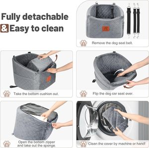 <span class=keywords><strong>Cama</strong></span> de Lujo <span class=keywords><strong>para</strong></span> Perros, Desmontable y Lavable, <span class=keywords><strong>para</strong></span> Mascotas Pequeñas y Medianas, con Cinturón de Seguridad, Bolsillos de Almacenamiento y Soporte de Espuma Resistente - Product Image 5