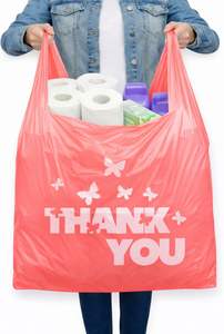 Sacs en plastique biodégradables surdimensionnés avec poignées, sacs en plastique blancs résistants pour la vente au détail, les supermarchés, emballage personnalisé - Product Image 2