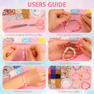 1000pcs Colorful Plastic Beads Children Jewelry Box Girls DIY Bracelet Jewelry Making Kits
