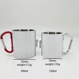 Taza de Café de Acero Inoxidable para Sublimación, 220ml/300ml, para Camping, Senderismo, Deportes al Aire Libre, Viajes, con Mosquetón - Product Image 3