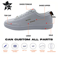 Baskets basses minimalistes en cuir blanc uni à lacets, respirantes et légères, avec logo personnalisé, pour la marche quotidienne et les loisirs