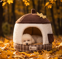 Maison pour chat semi-fermée en forme de champignon, style conte de fées, pour l'automne et l'hiver, lit pour chat, lit pour animal de compagnie, grand espace, lit pour chien