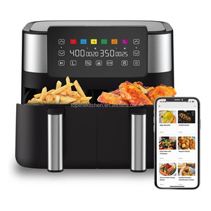 Friggitrice a doppio cestello con due zone di cottura Oil Free Digital Touch screen 8L 10L doppio riscaldatore <span class=keywords><strong>xxl</strong></span> <span class=keywords><strong>airfryer</strong></span> - Product Image 1