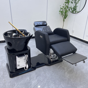 Yeni tasarım salon saç yıkama sandalye baş spa ekipmanları siyah şampuan kase sandalye döndürülmüş şampuan yatak - Product Image 6