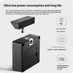 Serrure de tiroir NFC intégrée sans perçage pour armoire de maison, verrou antivol pour classeur de bureau - Product Image 3