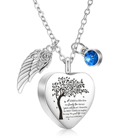 Collar Urna para Cenizas con Forma de Corazón, Joyería Conmemorativa con Kit de Relleno - Siempre en Mi Mente, Para Siempre en Mi Corazón