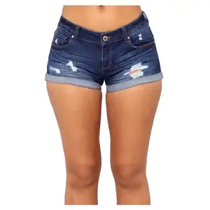 Calção jeans feminina cintura alta, calção jeans sexy apertada