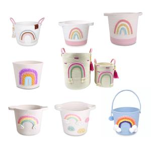 Mignonne Peluche Boule Décoration Enfants Cadeau <span class=keywords><strong>Panier</strong></span> Coton Corde Tissé <span class=keywords><strong>De</strong></span> Noël Décoratif <span class=keywords><strong>De</strong></span> Stockage Organisateur avec Arc-En-Poignée - Product Image 4