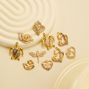 Desain kustom pabrik DIY gelang kalung persik hati menetes berlian Aksesori minyak cangkang liontin capung - Product Image 2