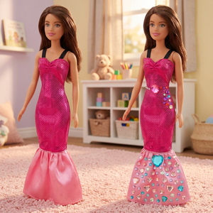 Conjunto de Vestidos de Moda Brillantes Personalizados para Muñecas con 5 Vestidos y Pegatinas de Gemas DIY para Niñas de Cinco a Siete Años - Product Image 1