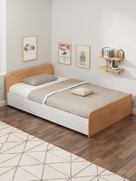 Lit simple élégant et minimaliste avec design géométrique et sommier à lattes renforcé pour hôtels haut de gamme et appartements studio
