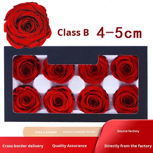 Grade B Fabriqué à la main 1.57-1.97in Bouquets de tête de rose conservés avec 8 fleurs séchées pour bricolage Noël Pâques Décor en gros - Product Image 5