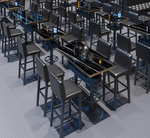 Set Tavolo e Sedie da Bar Luminosi, Tavolo da Pranzo Moderno e Sedie per Arredamento Commerciale - Product Image 3