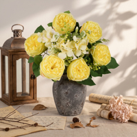 Fleur artificielle rose, fleurs artificielles au toucher réel, rose Austin, ornement de table pour hôtel, intérieur