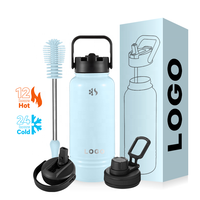 Bouteille d'eau isotherme personnalisée en acier inoxydable, gourde sous vide à double paroi, 32 oz